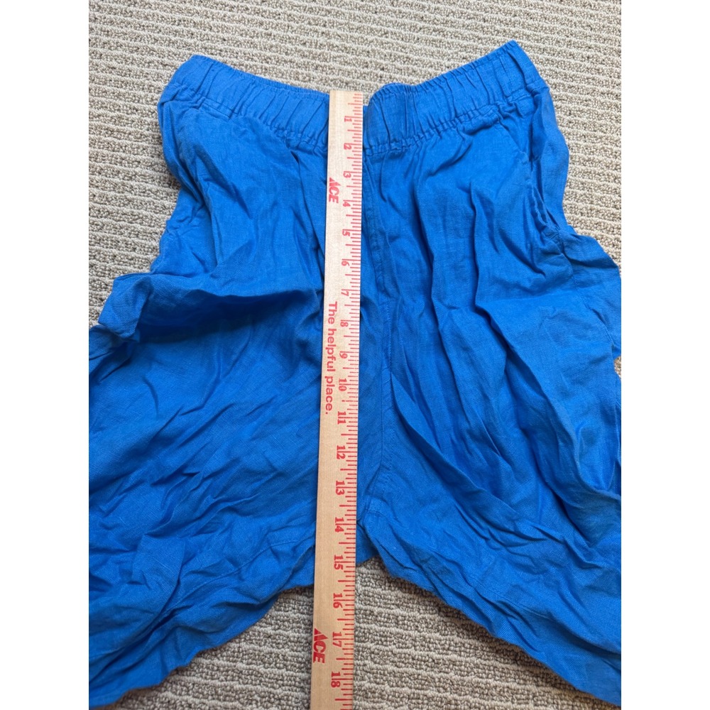 Tahari Essentials 100% Linen Wide Leg Pants Cobalt Blue Elastic Waist Large - Picture 7 of 9